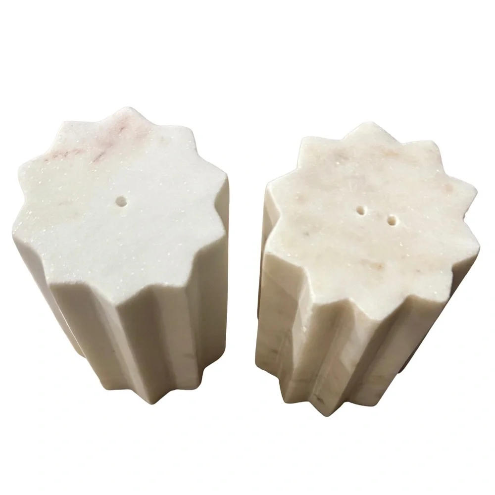 HUDSON GRACE NEW 2pc faceted marble salt & pepper shakers